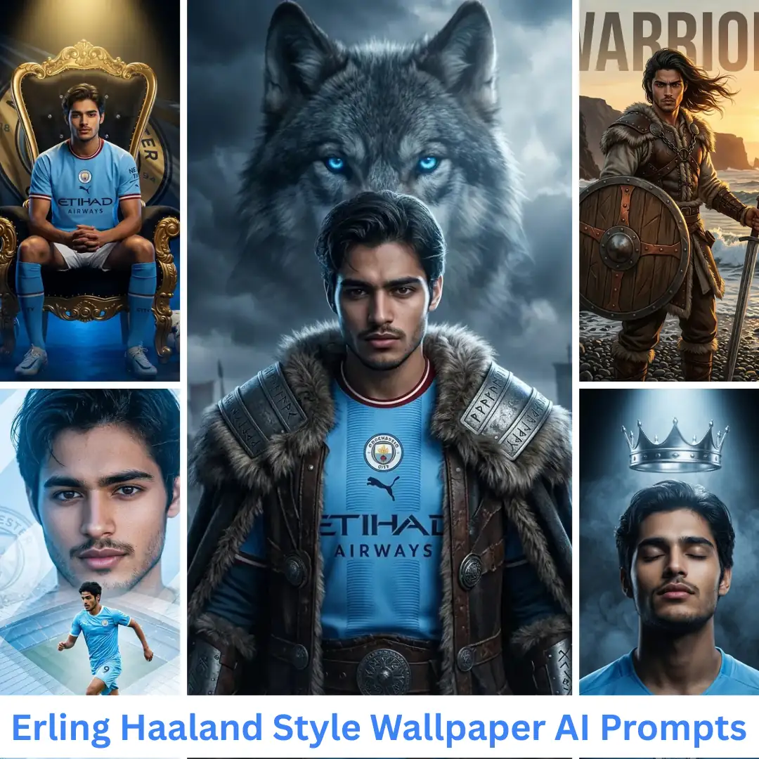 Erling Haaland Wallpaper AI Prompts Viking King Crown and Dark Poster Styles for Fans