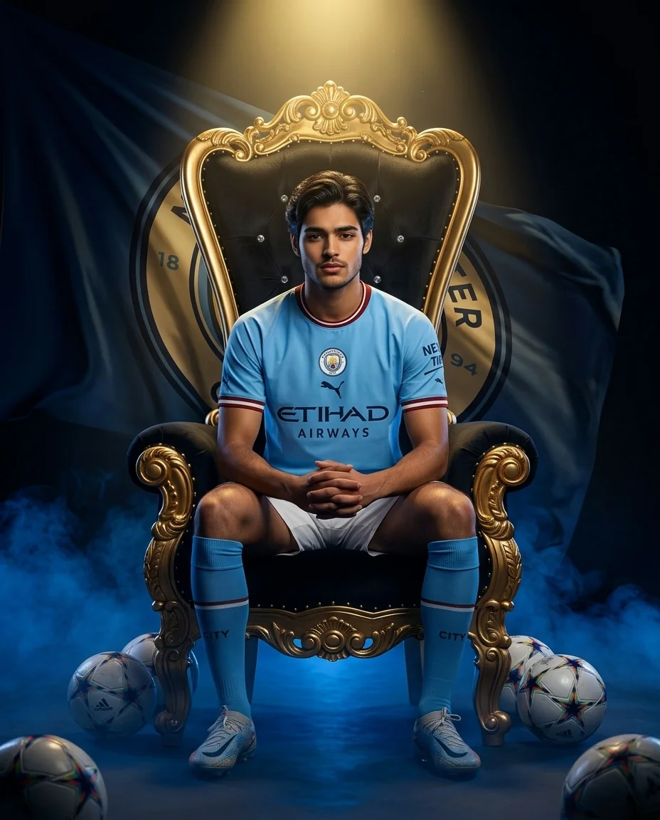 Haaland King on Throne Poster Prompt – Football Royalty AI Wallpaper 4K