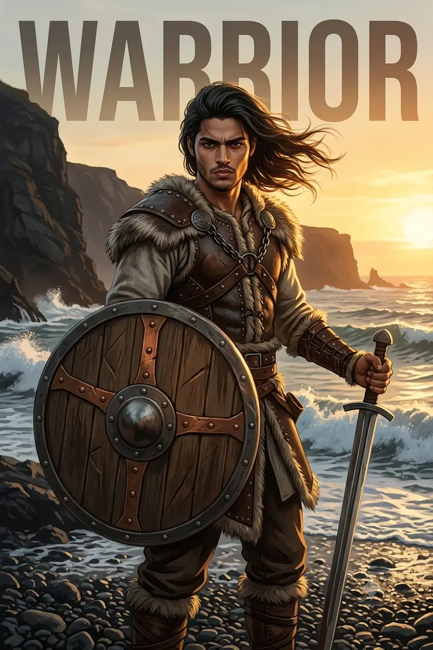 Haaland Style Viking AI Photo Prompt — Golden Hour Coastal Norse Warrior Edit
