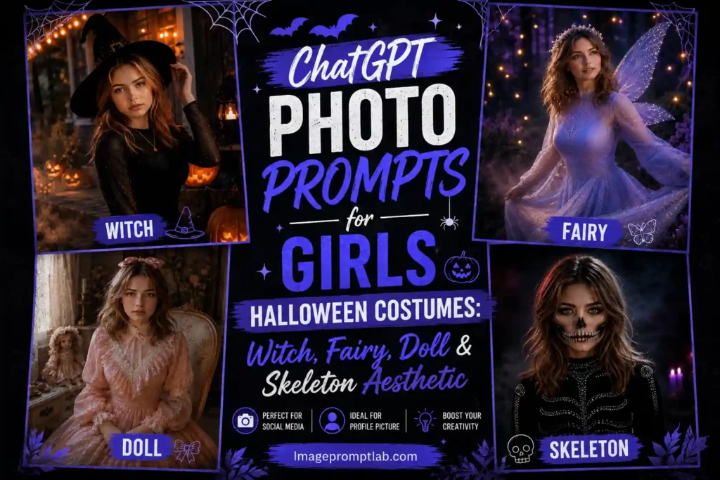 Halloween AI Photo Prompts: Witch, Fairy, Doll & Skeleton Aesthetic